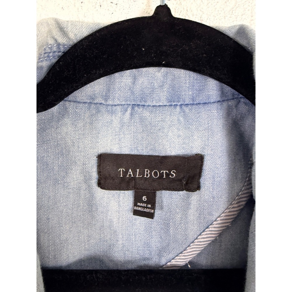 Talbots Chambray Blazer Womens 6 Blue Cotton Hemp Blend Lightweight Jacket - Picture 4 of 11